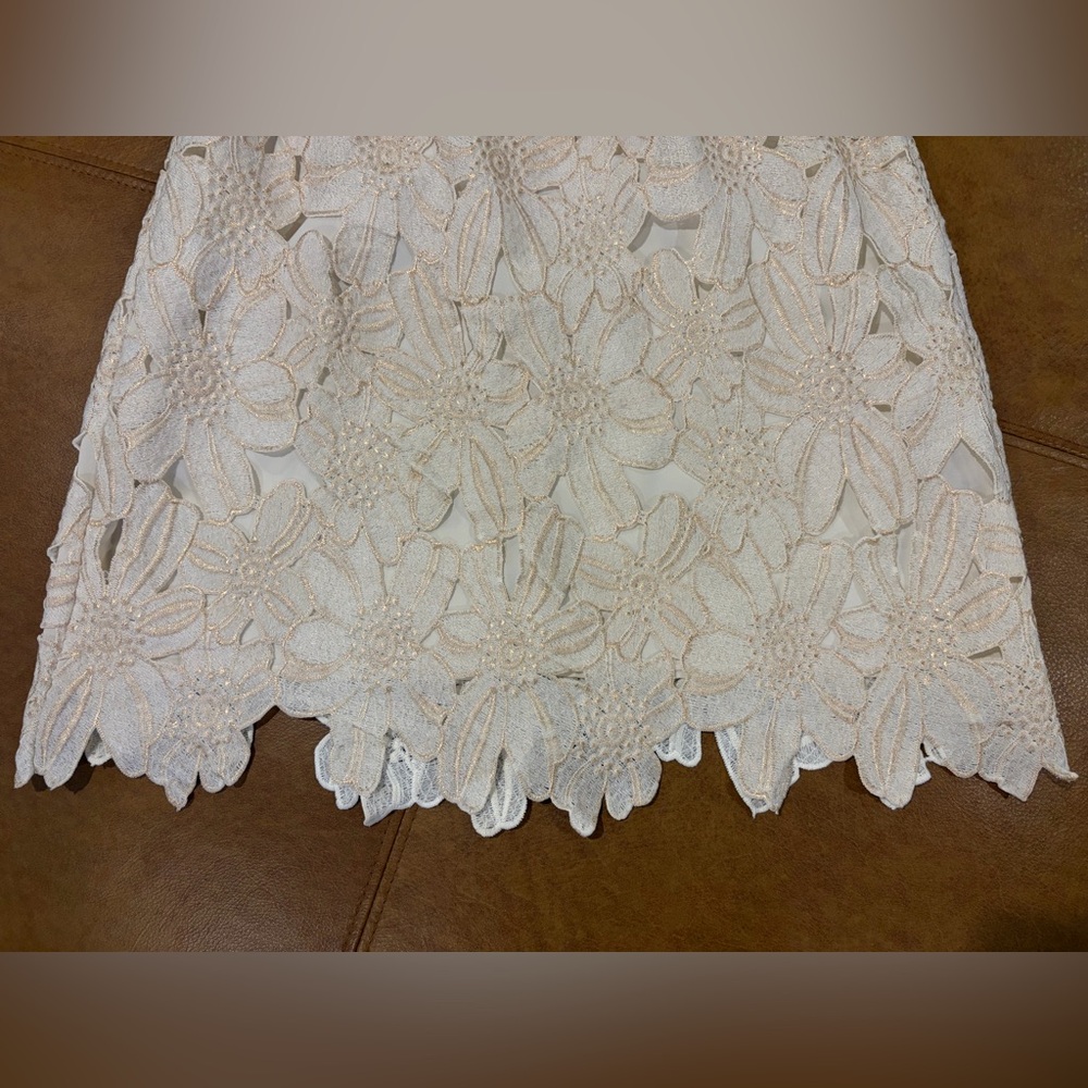 SAYLOR  Cream Floral Lace Backless Halter Dress - Picture 9 of 13